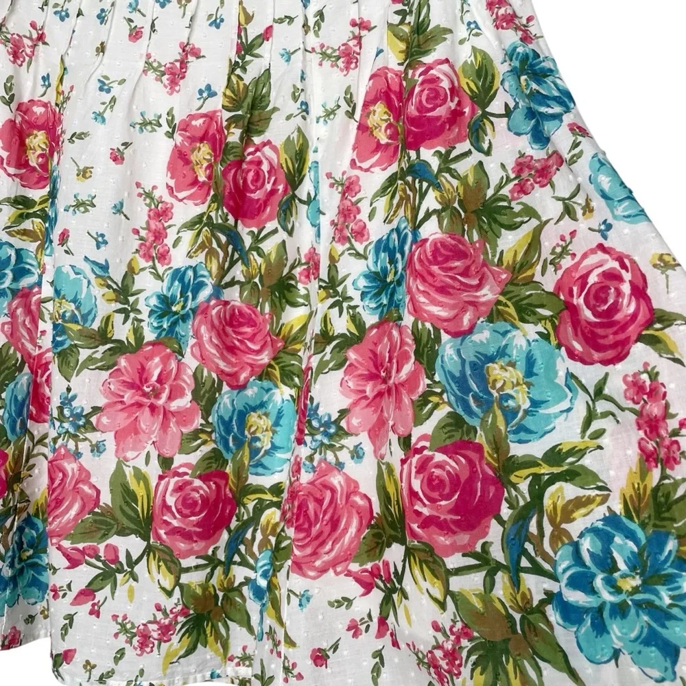 JM Collection 100% Cotton Floral Skirt Size 12 Flowers Girly Feminine Classic